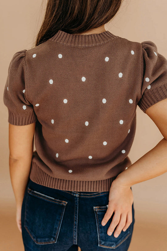 Polka Dot Short Sleeve Sweater