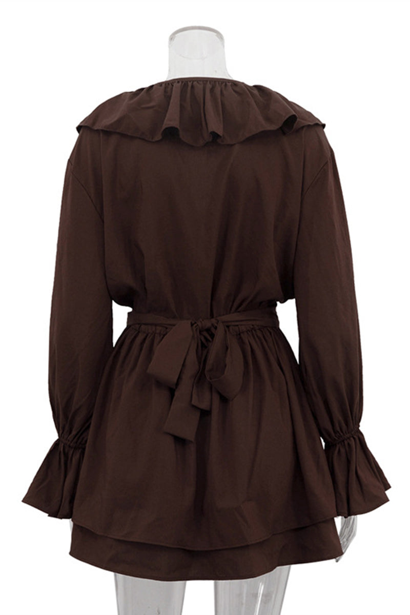 Ruffled Long Sleeve Casual Dress