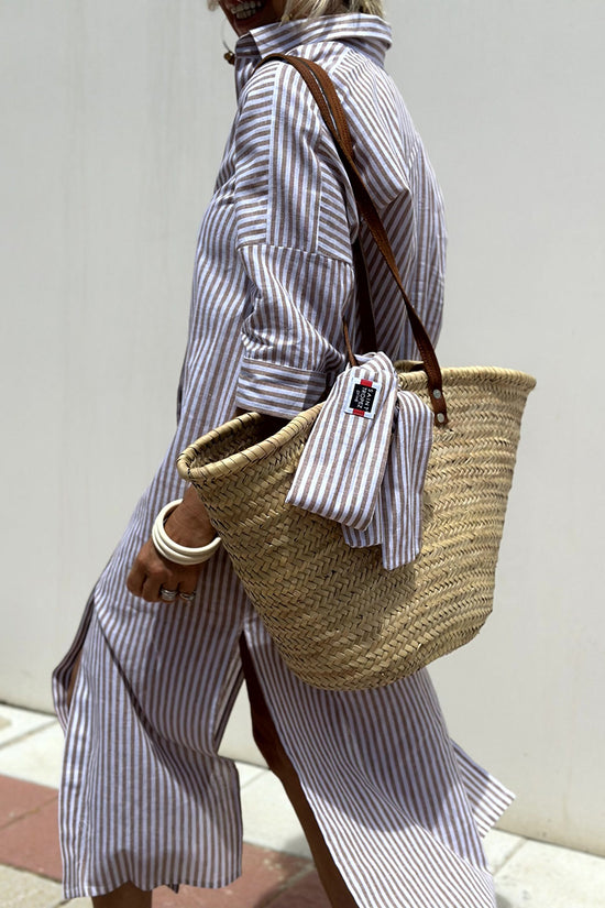 Striped Belted Shirt Dress