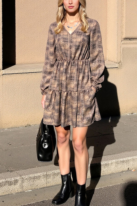 Long Sleeve V-Neck Casual Dress