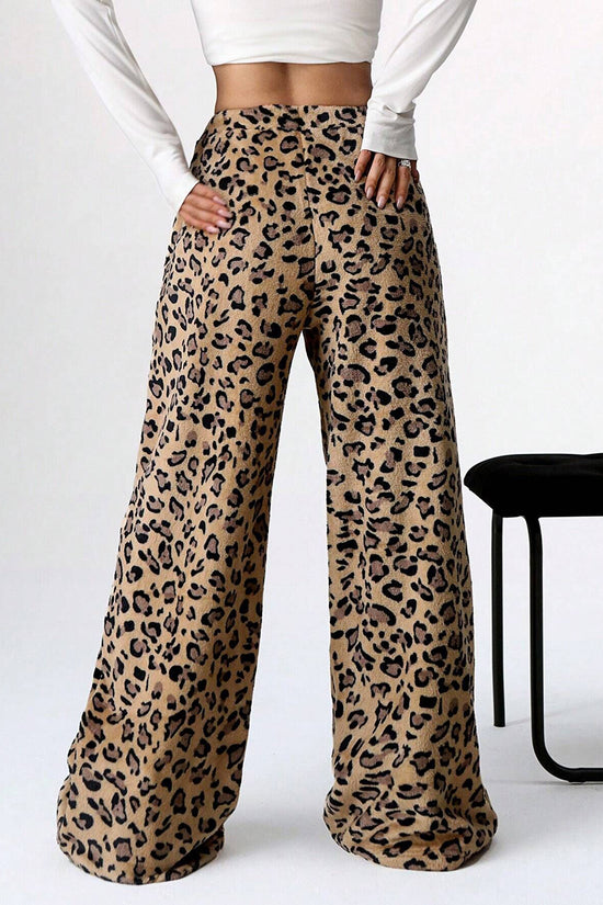 Leopard Print Drawstring Casual Pants