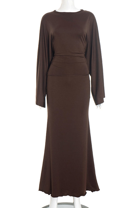 Elegant Long Sleeve Skirt Set