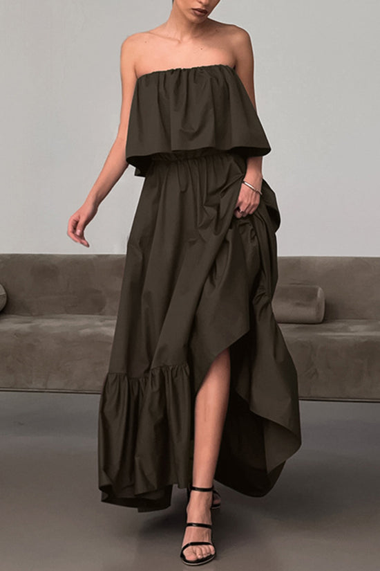 Strapless Ruffle Maxi Dress