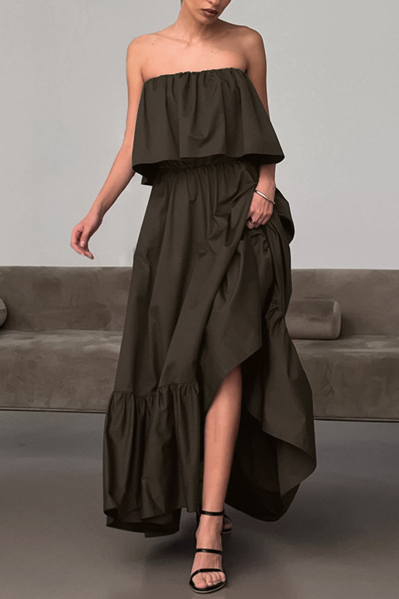 Strapless Ruffle Maxi Dress