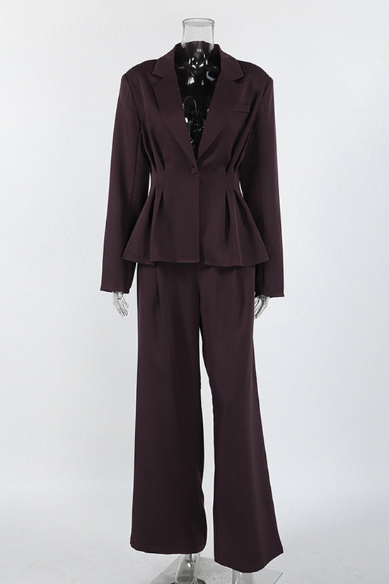Elegant Tailored Suit Set with Wide-Leg Pants