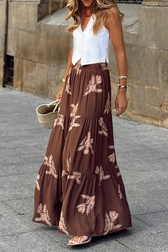 Bohemian Print Tiered Skirt
