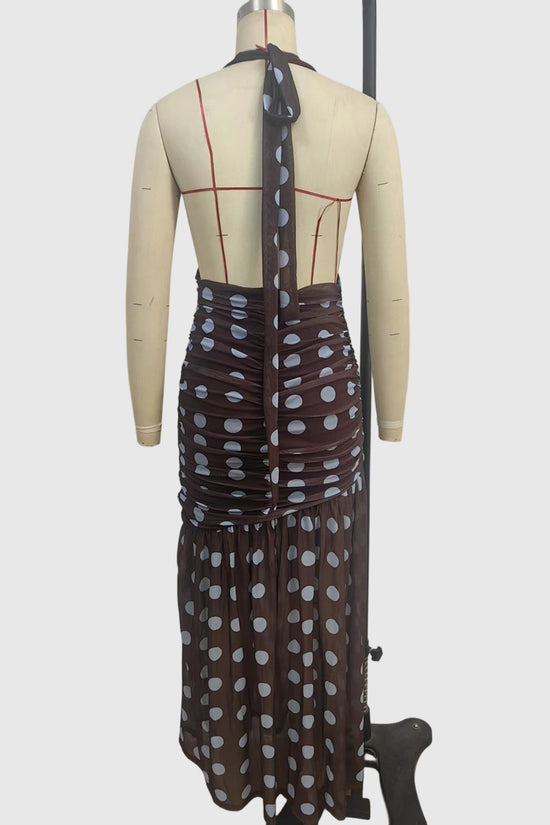 Polka Dot Halter Maxi Dress