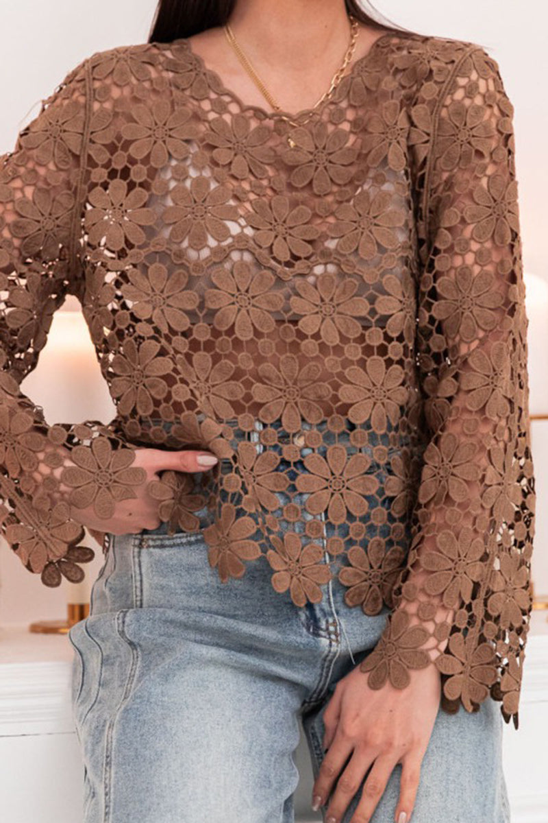 Floral Long Sleeve Cover-Up