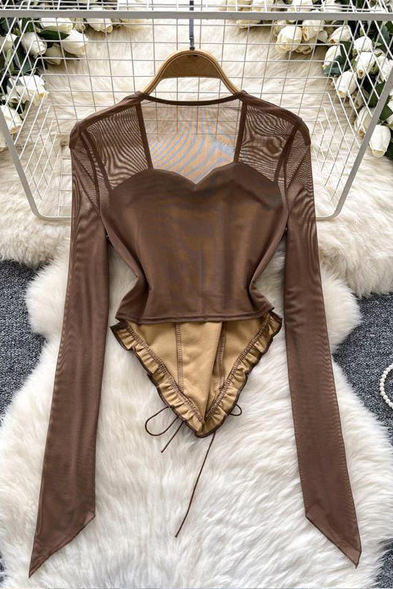 Long Sleeve Lace-Up Bodysuit
