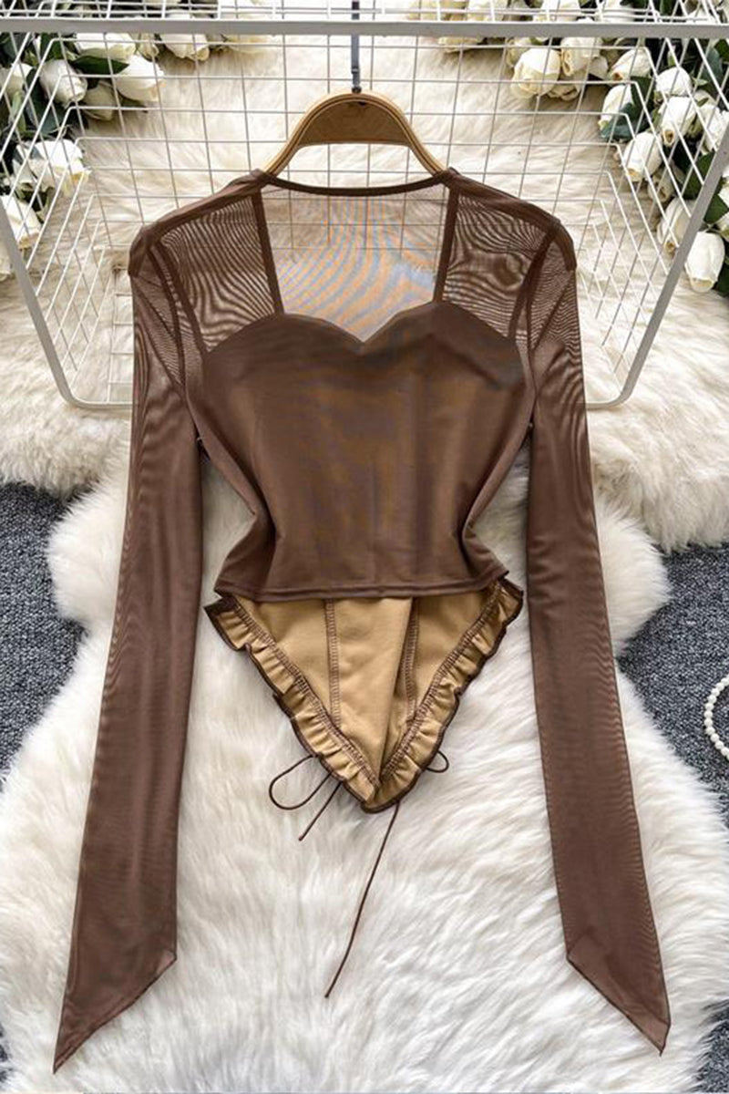 Long Sleeve Lace-Up Bodysuit