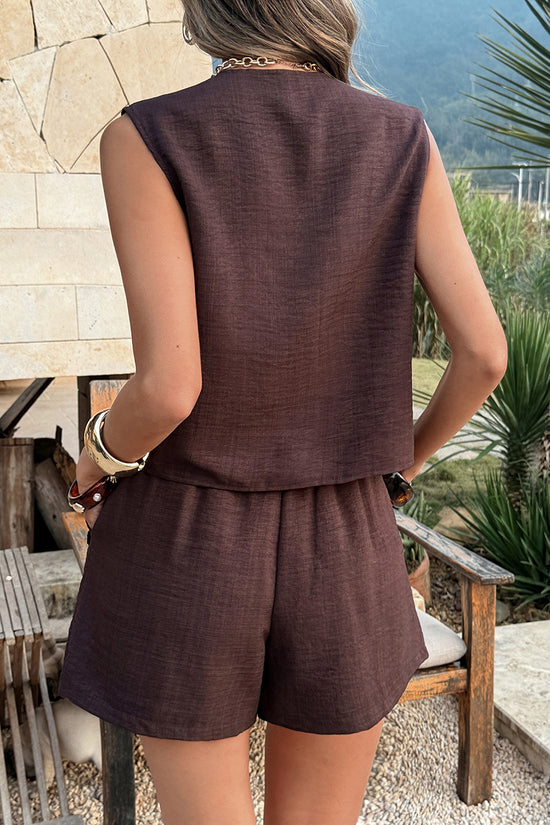 Chic Floral Sleeveless Shorts Set