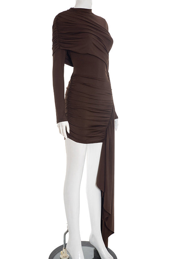 Draped Long Sleeve Bodycon Dress