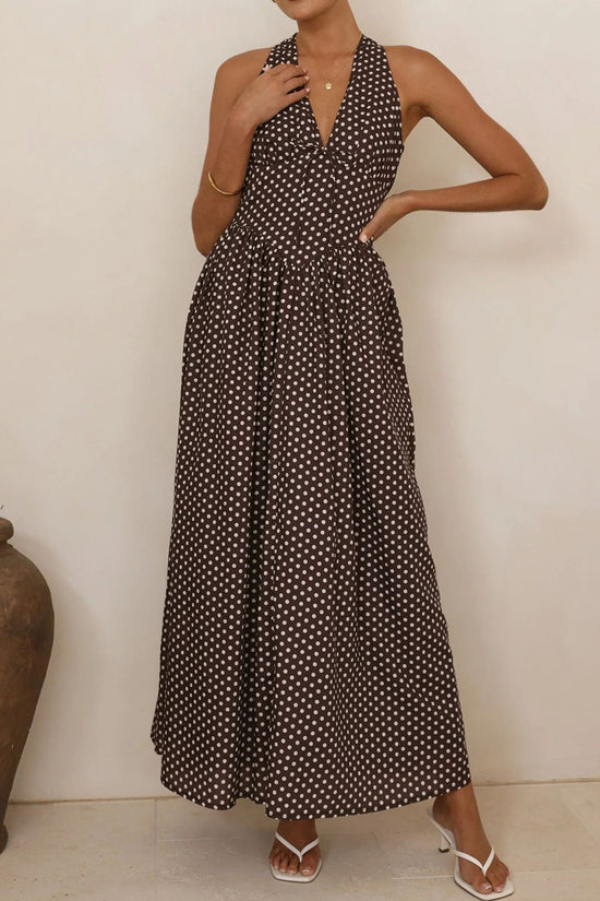 Polka Dot Halter Maxi Dress