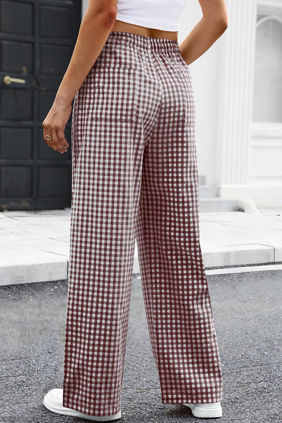 Checkered Wide-Leg Casual Pants