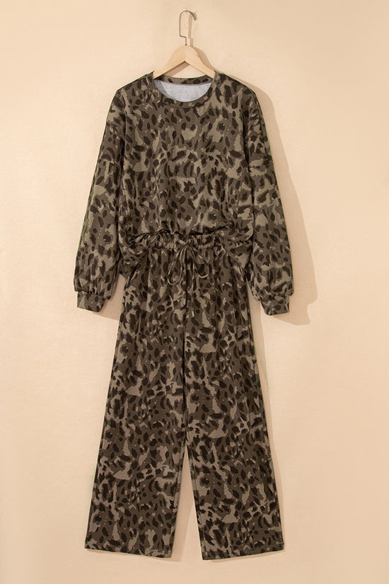 Leopard Print Relaxed Pants Set