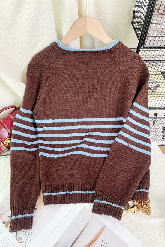 Striped Lace-Up Sweater