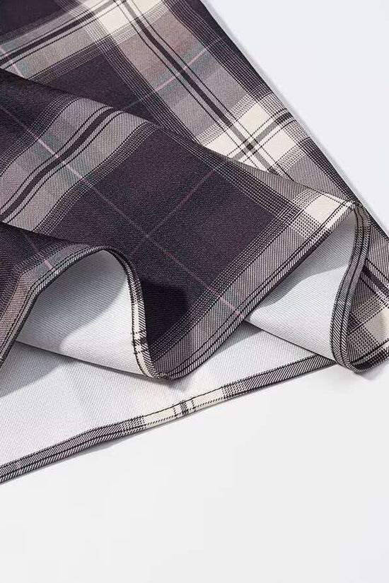Draped Plaid Midi Skirt