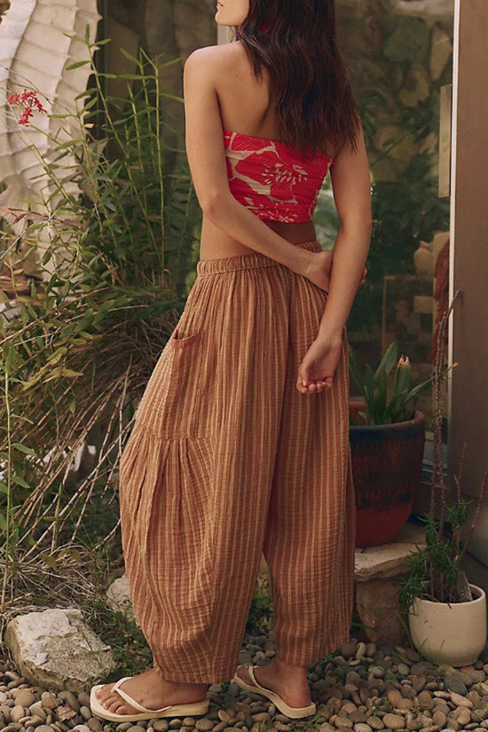 Relaxed Fit Drawstring Casual Pants