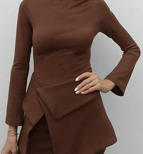 Chic Long Sleeve Skirt Set