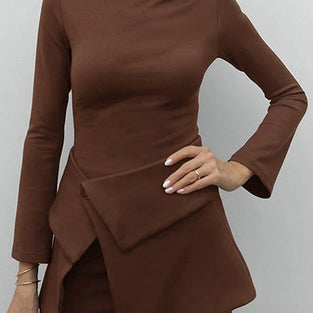 Chic Long Sleeve Skirt Set