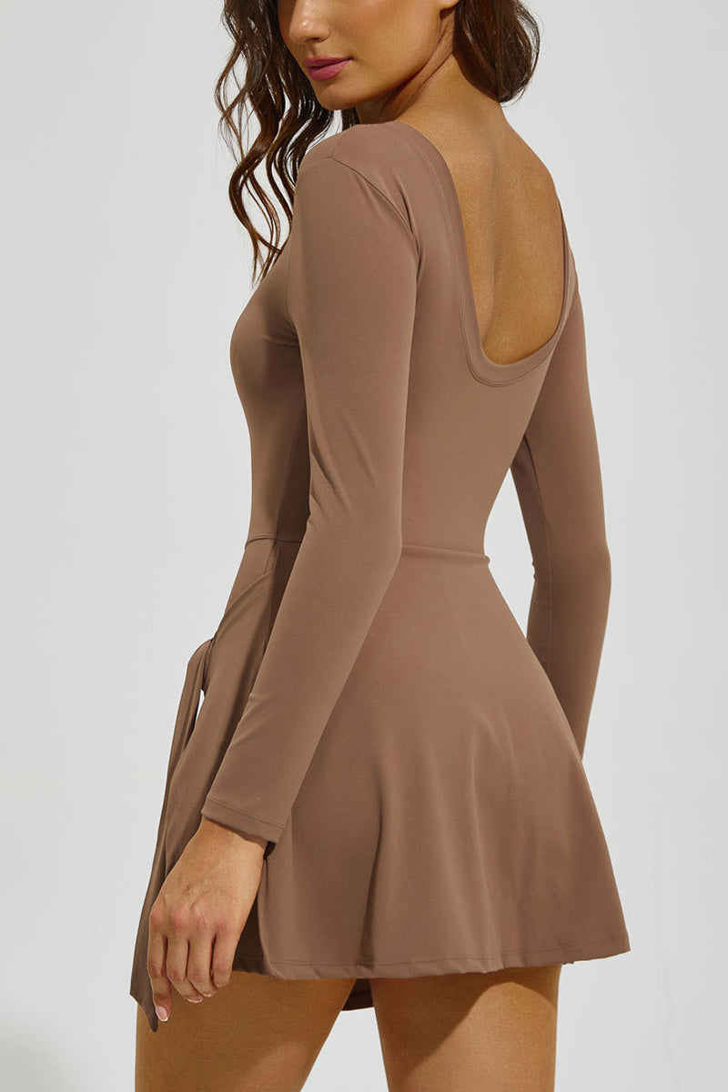 Wrap Tie Long Sleeve Casual Dress