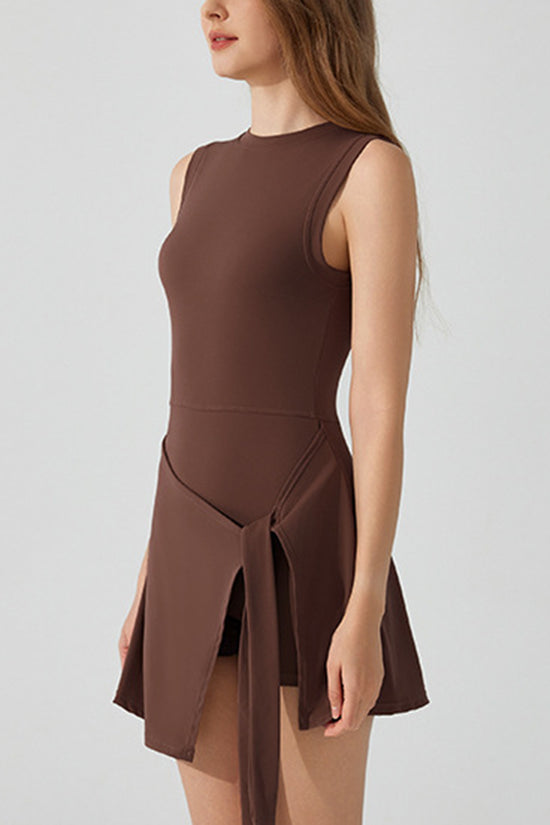 Sleeveless Tie-Waist Wrap Dress