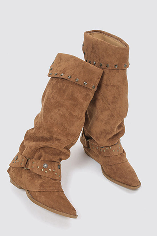 Star Studded Slouchy Knee-High Boots