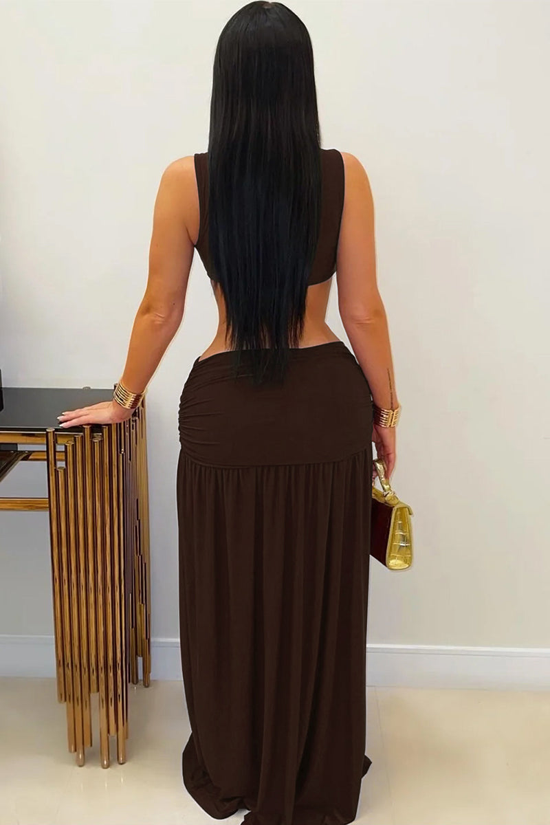 Cutout Sleeveless Maxi Dress with Side Slit