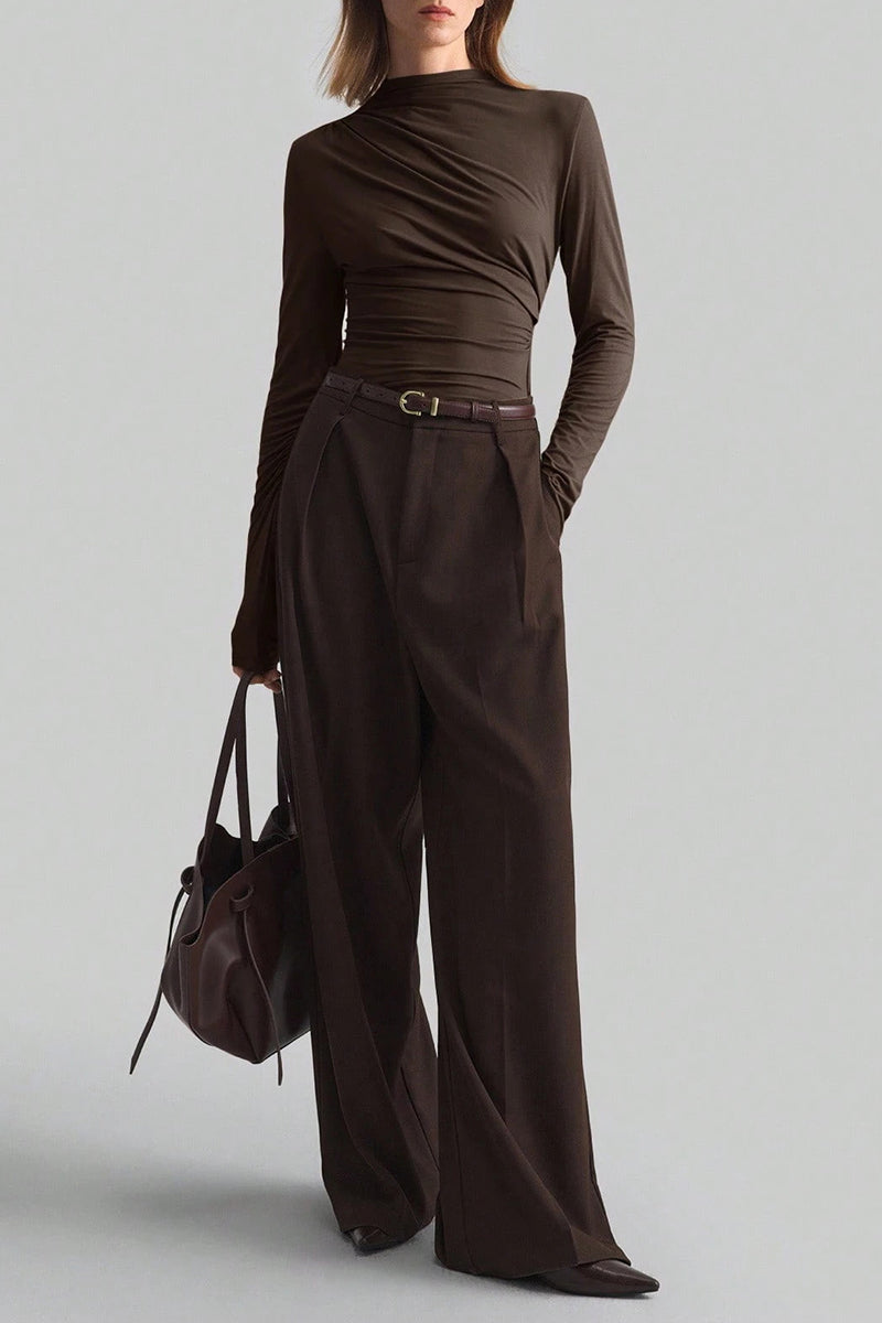 Elegant Draped Long Sleeve Top