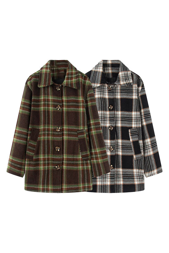 Classic Plaid Button-Up Overcoat