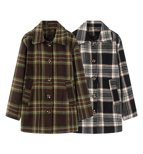 Classic Plaid Button-Up Overcoat