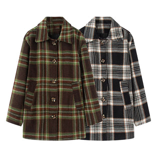Classic Plaid Button-Up Overcoat