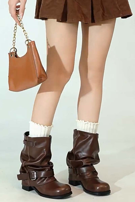 Buckle Strap Slouch Boots