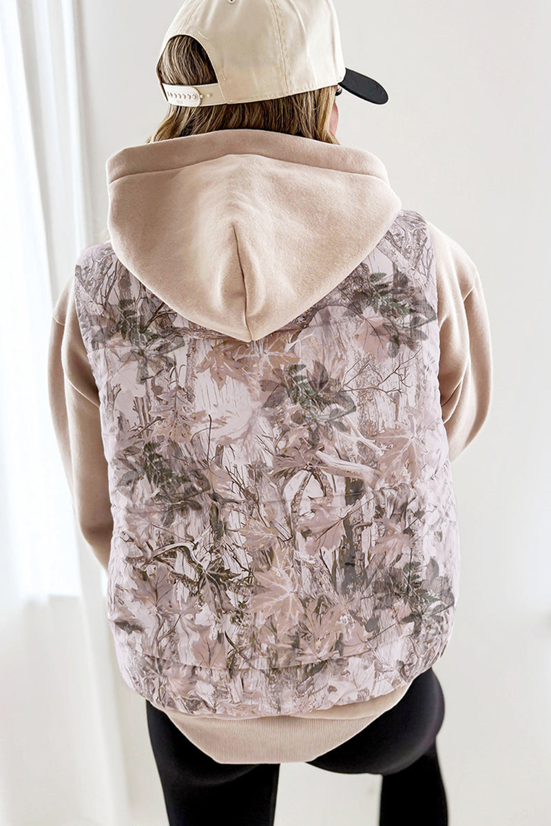 Floral Sleeveless Zipper Vest