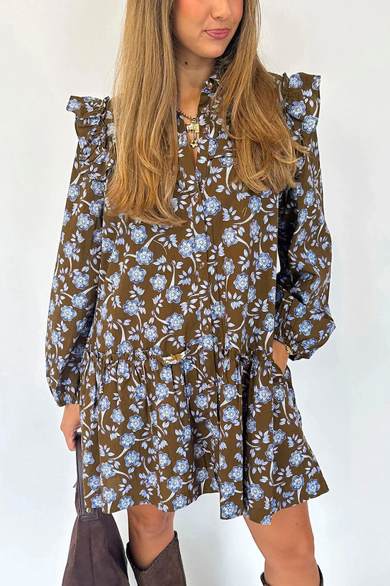 Floral Ruffled Button Down Dress