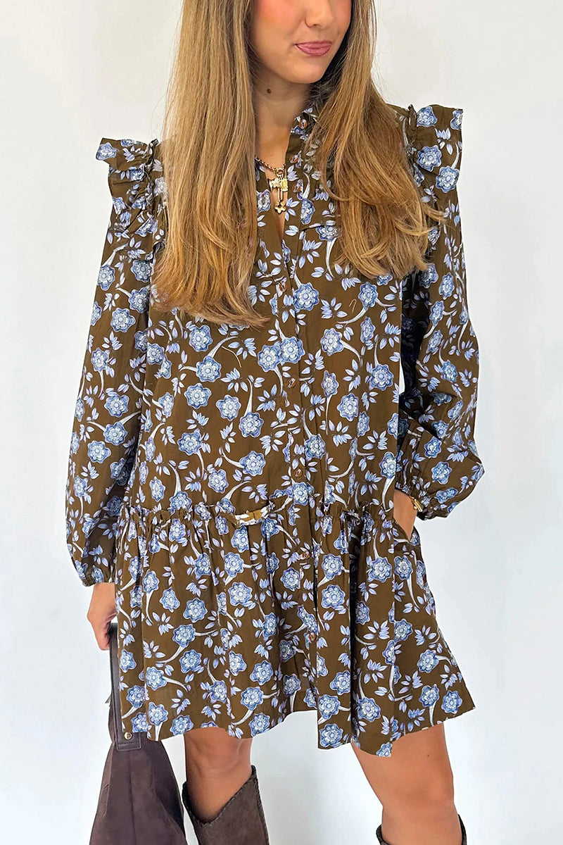 Floral Ruffled Button Down Dress
