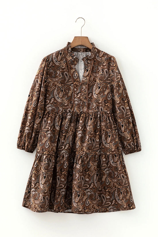 Paisley Print Button Dress