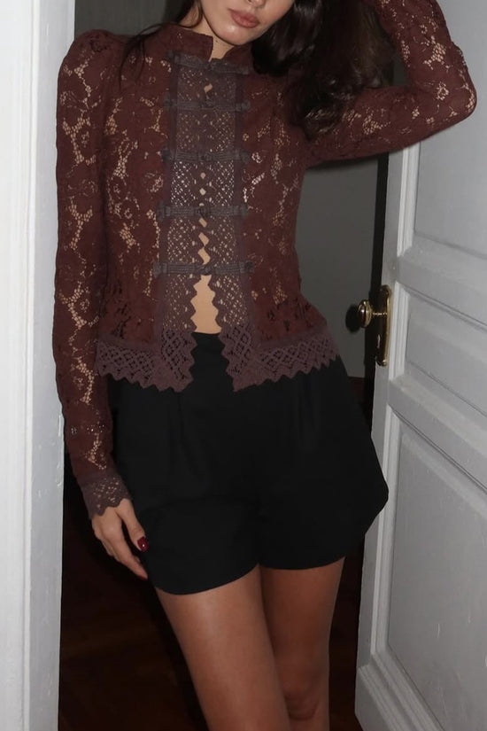 Elegant Lace Mandarin Collar Blouse