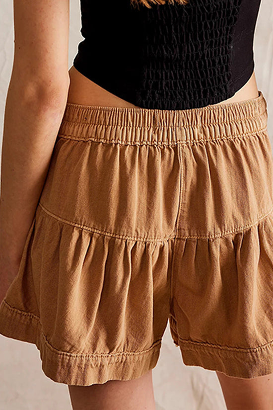 Button-Up High-Waist Denim Shorts