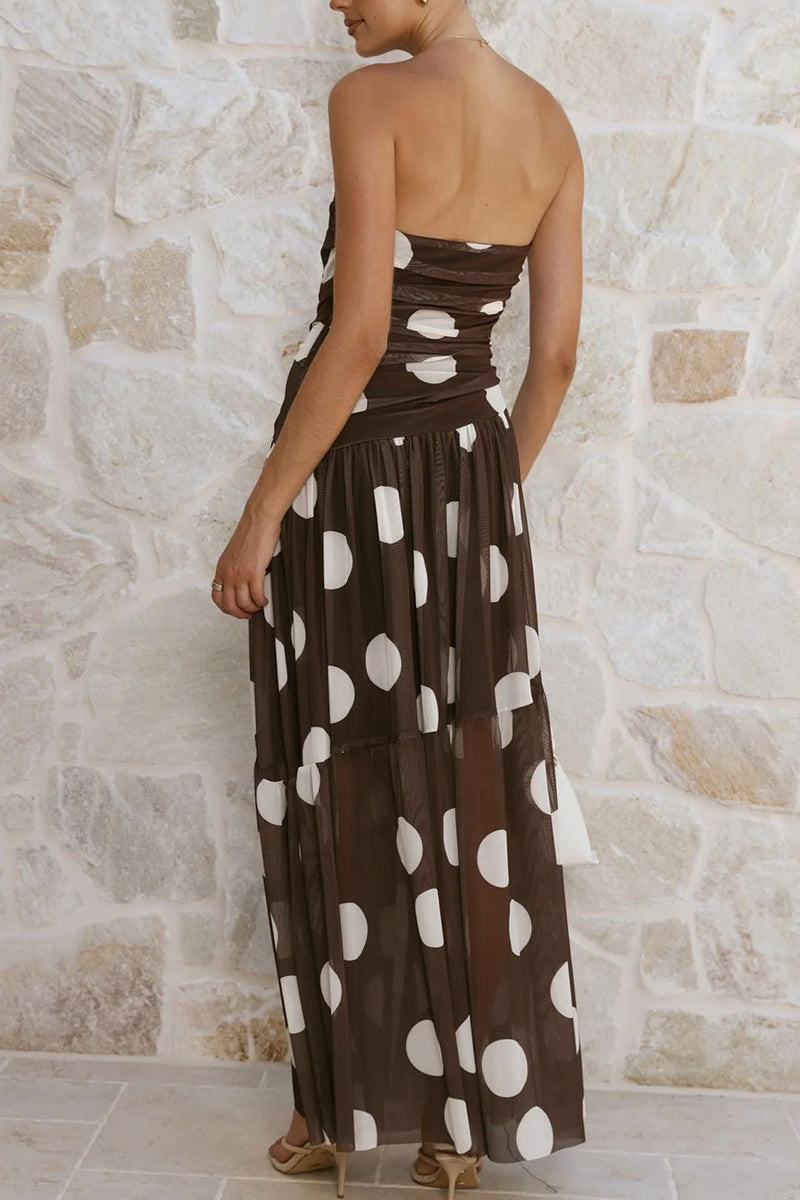 Polka Dot Strapless Maxi Dress