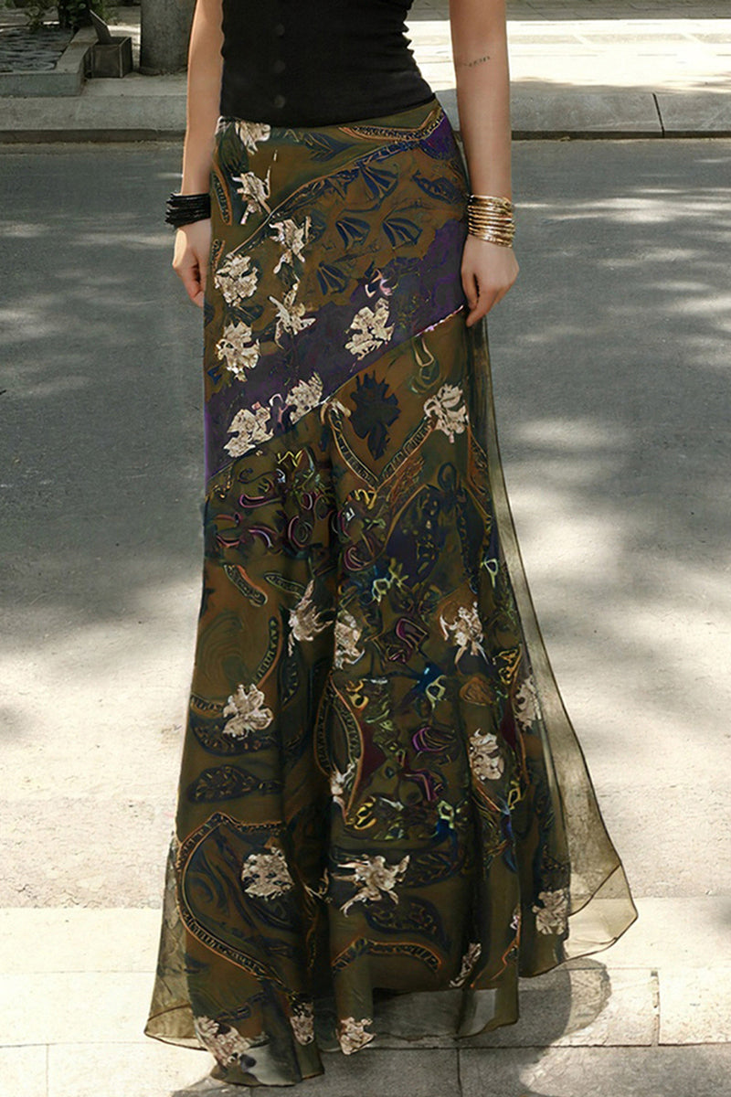 Floral Patterned Midi Skirt