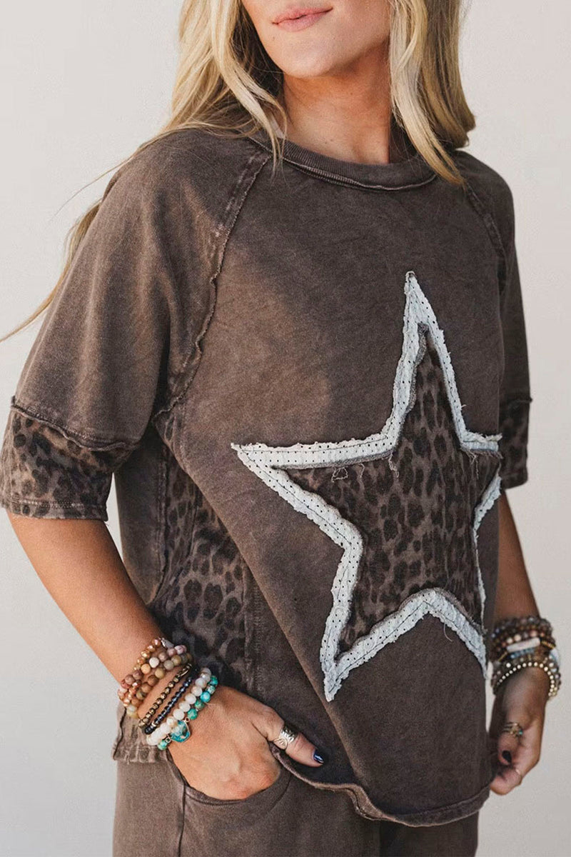 Star Patterned Casual T-Shirt