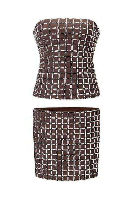 Geometric Strapless Skirt Set