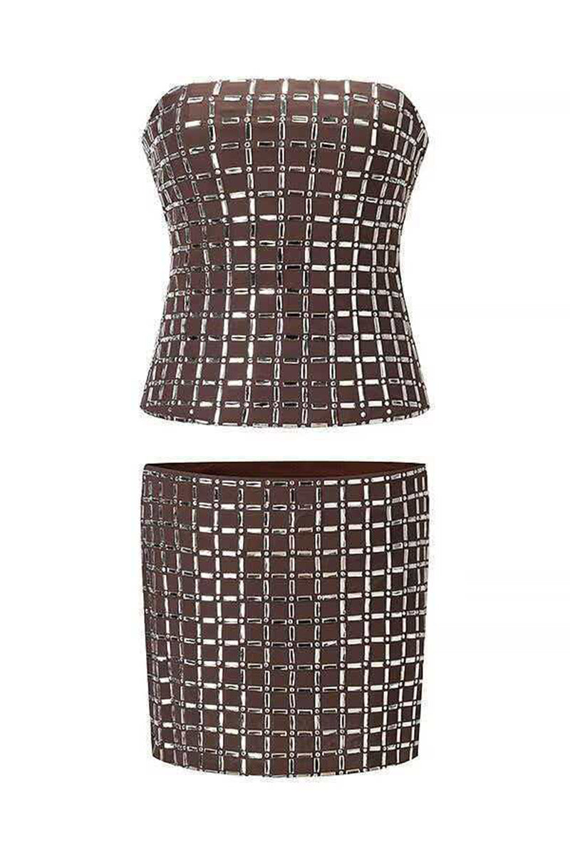Geometric Strapless Skirt Set