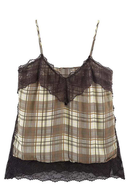 Plaid Lace Trim Camisole