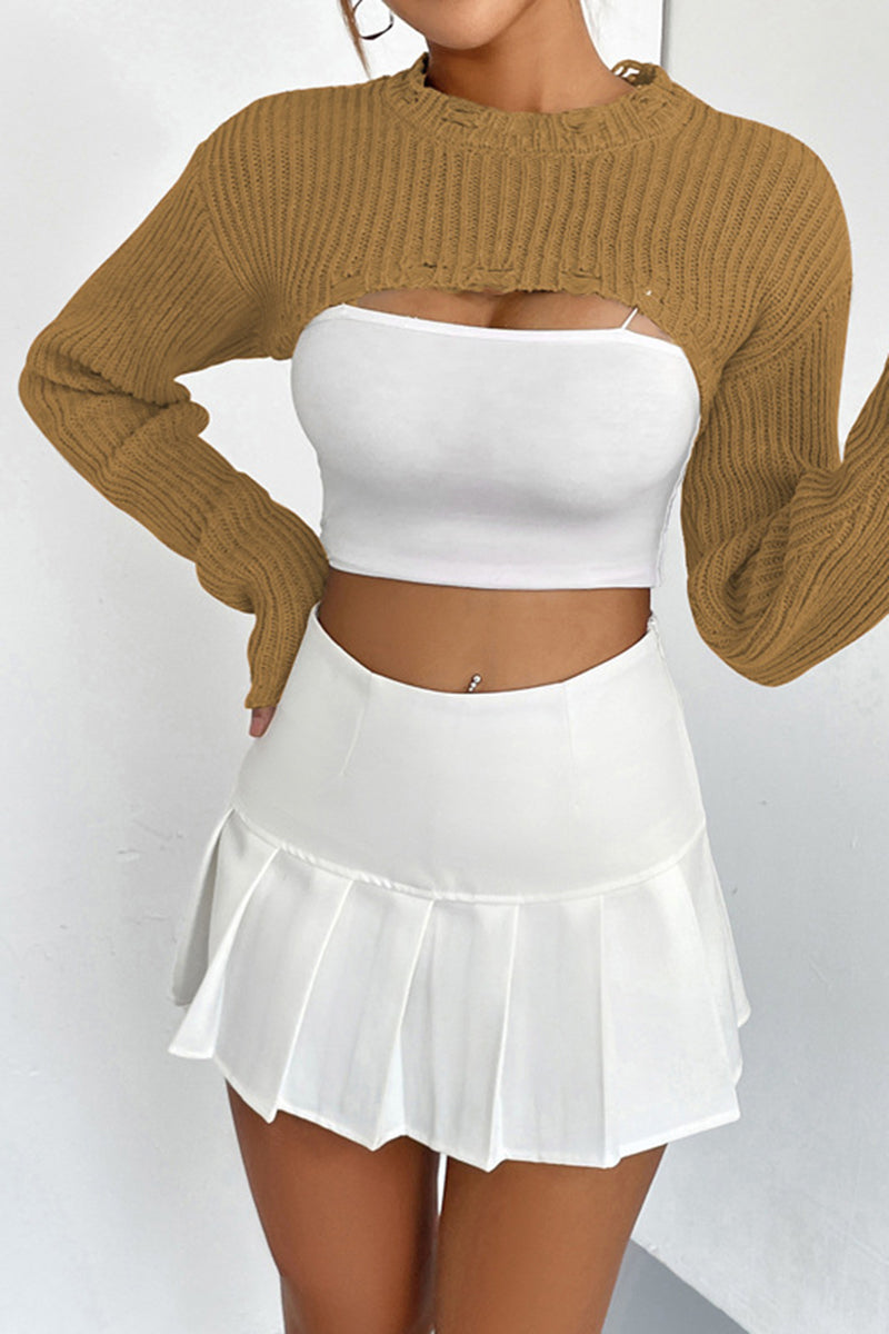 Chic Cutout Sweater with Long Sleeves