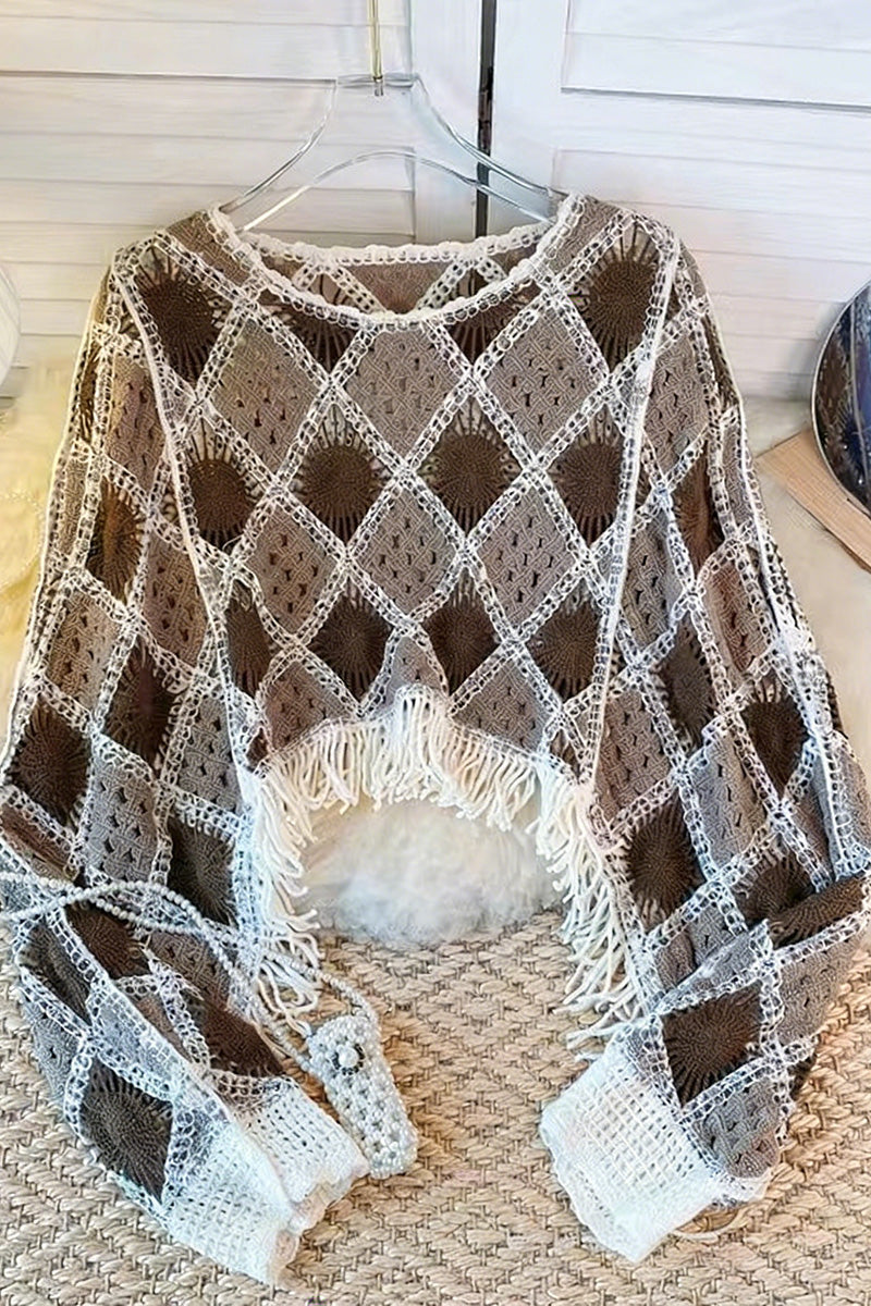 Intricate Crochet Fringe Knit Top