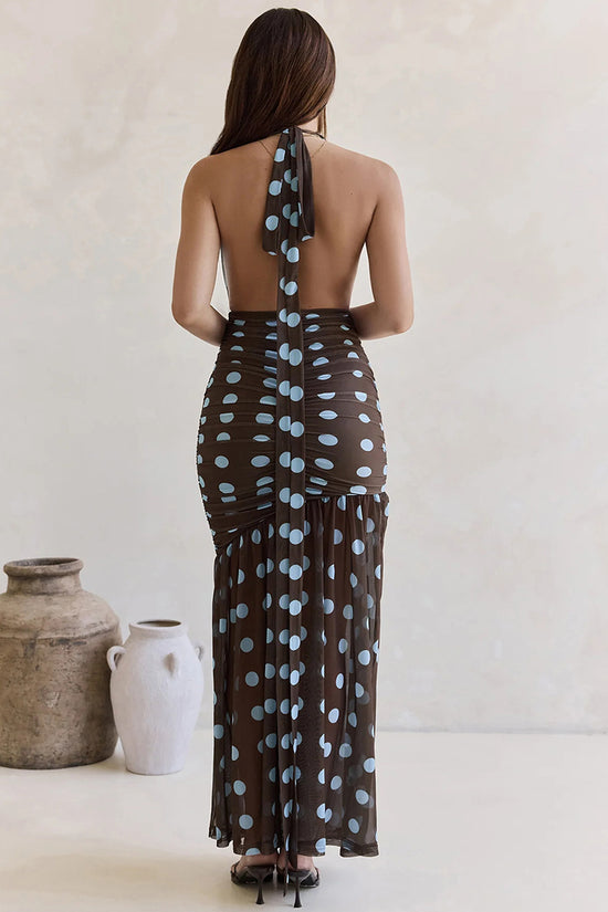 Polka Dot Halter Maxi Dress