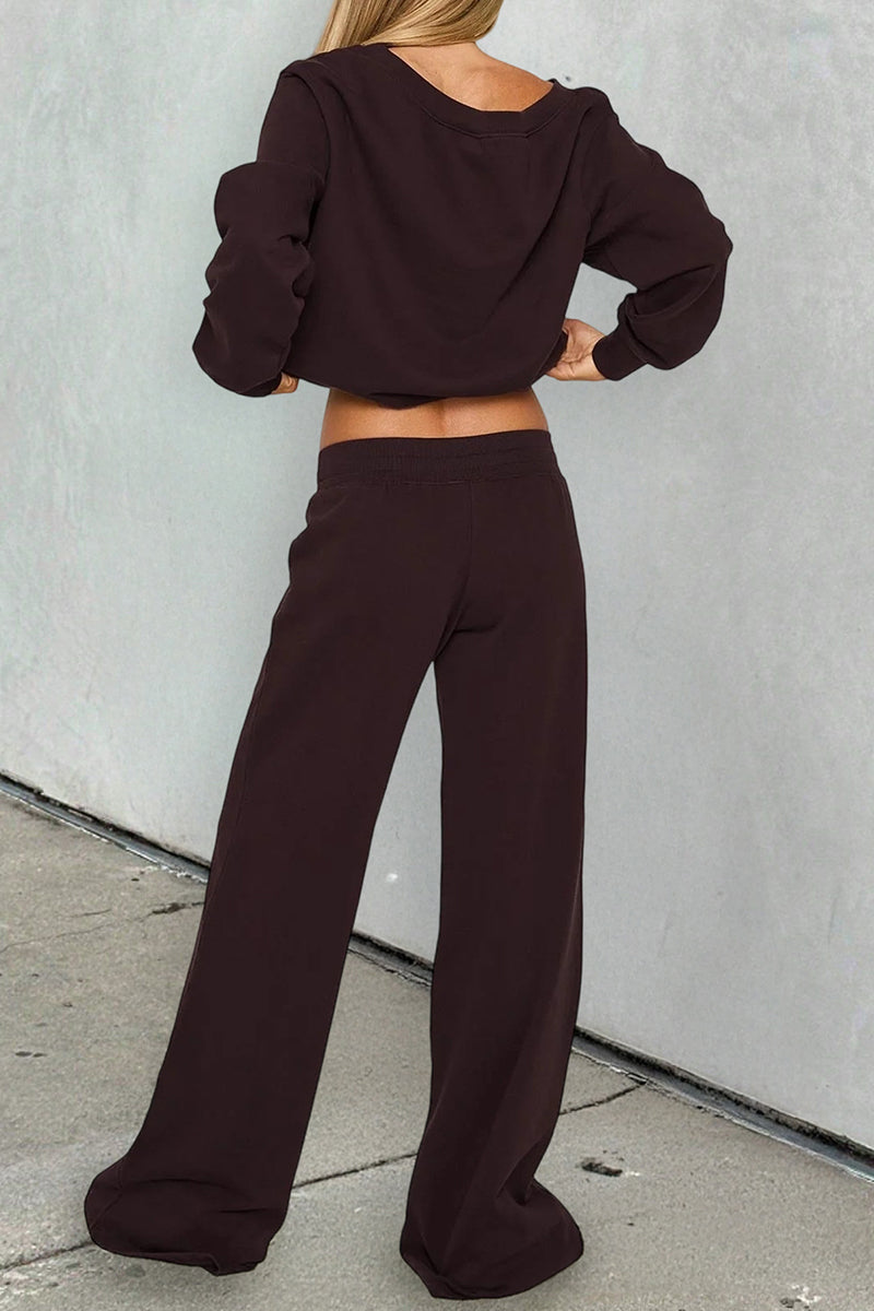Relaxed Fit Off-Shoulder Lounge Pants Set