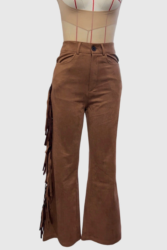 Fringe Detail Flared Casual Pants